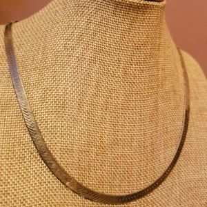 Signed Italy Sterling Silver Herringbone Necklace